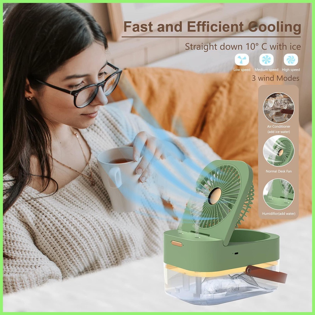 Small Desktop Air Conditioner Tabletop Humidifying Folding Fan Portable