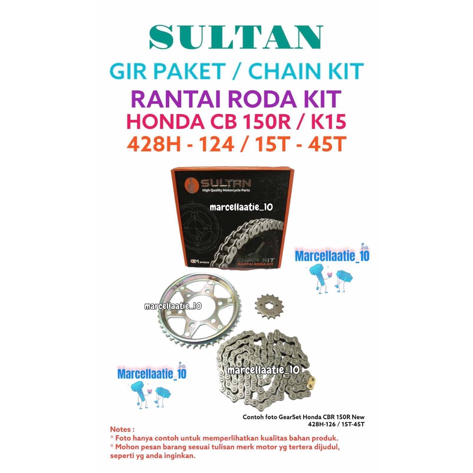 1set GEAR Package Motorcycle HONDA CB 150R K15 428H124 15T45T GEARSET
