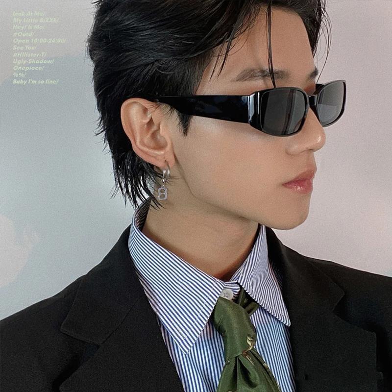 Funny Glasses Male Rectangular Influencer Ins Sunglasses Hip Hop Trendy Disc Equipment Tik Tok 4330