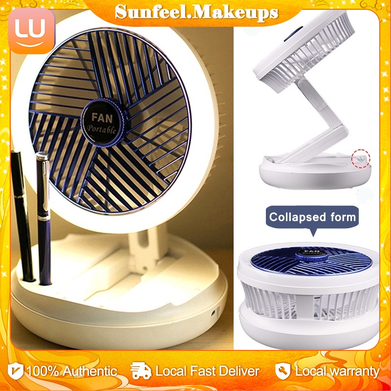 Electric Foldable Fan With Led Light Desk Table Wall Mounted Ceiling ...