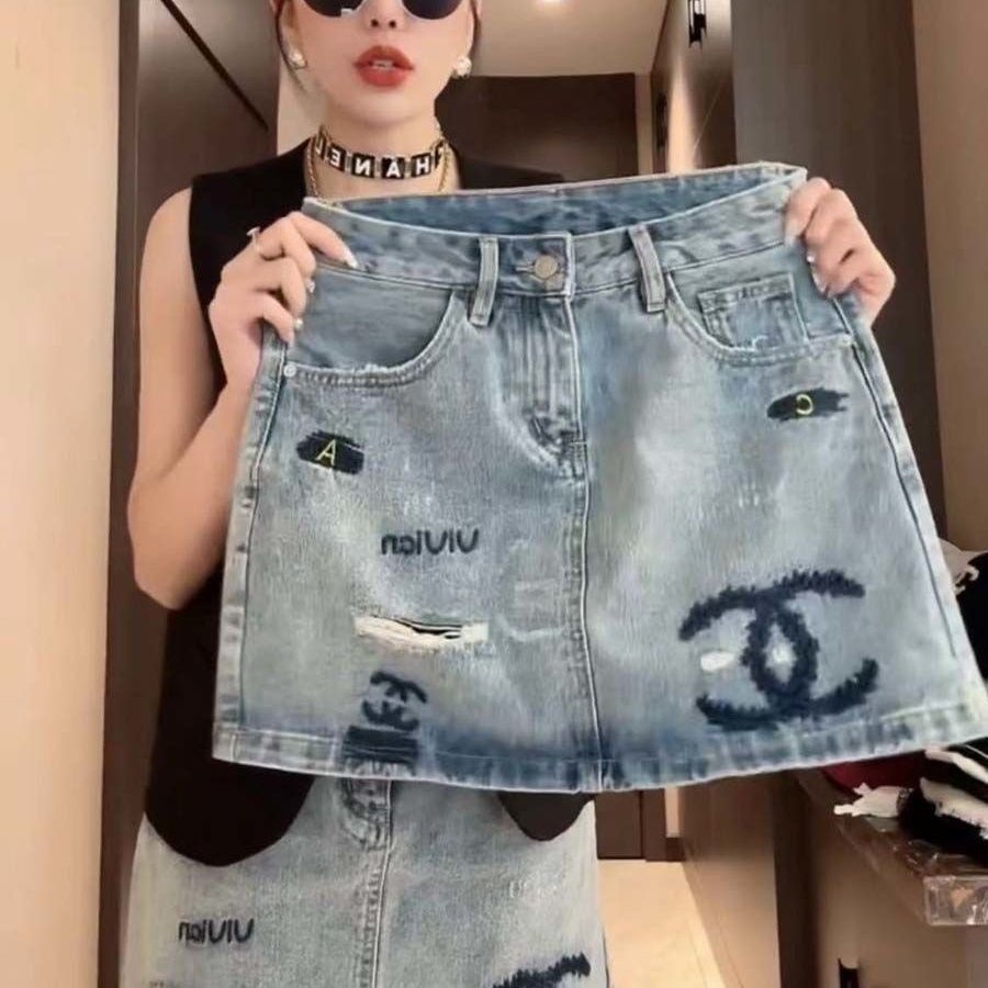 Babyhug Mid Thigh Denim Shorts Floral Embroidery - Blue main image 1