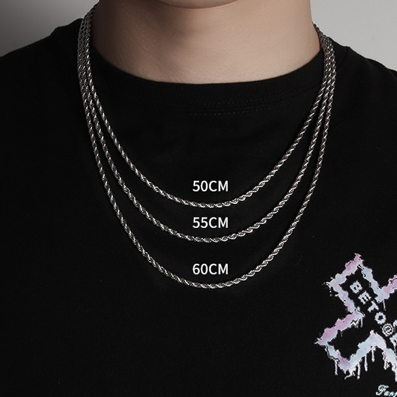 Twist Chain Stainless Steel Necklace Hip Hop Clavicle Titanium Steel Europe  Necklace Rantai Fashion Man
