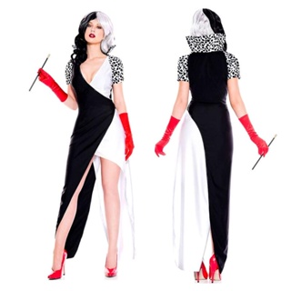 Movie Cruella Estella Cruella de Vil Cosplay Costume C00687