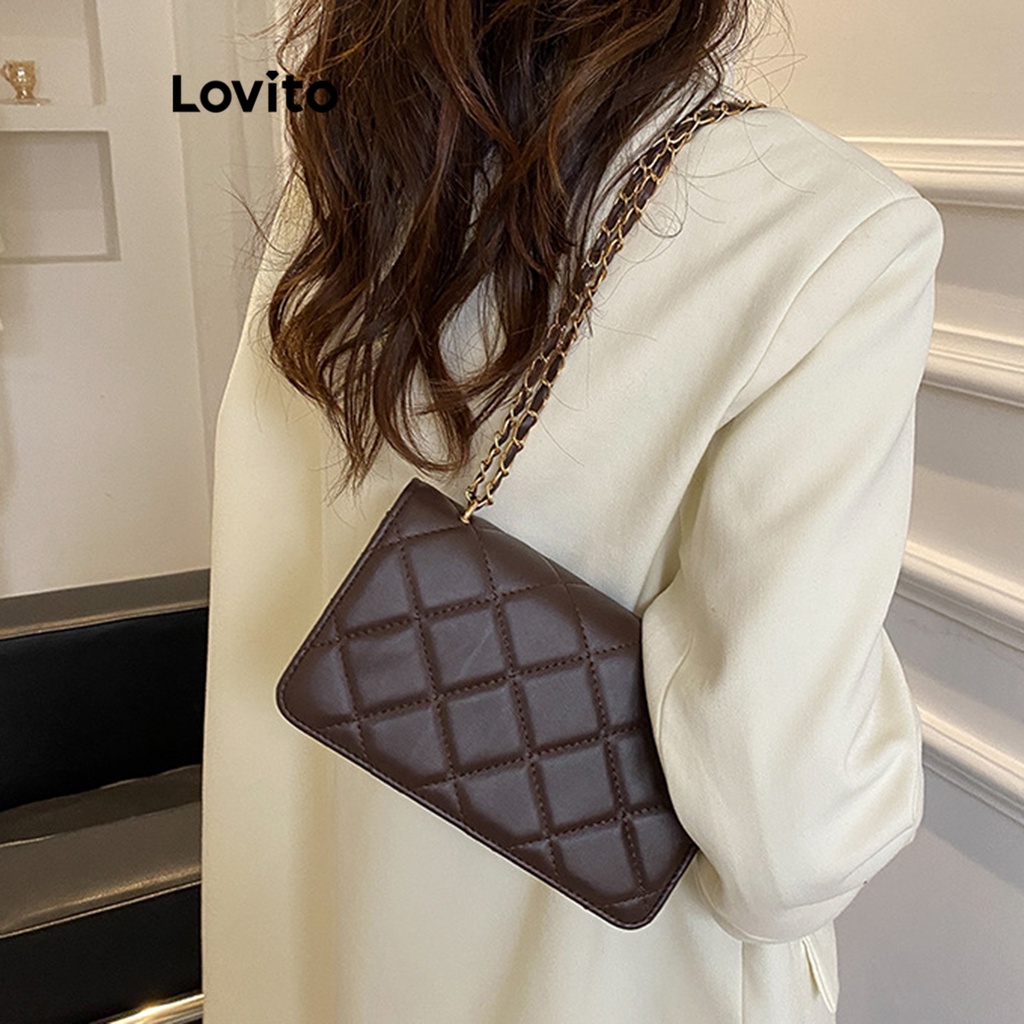 Lovito Women Casual Plain Basic Small shoulder bag LNA32141 (Coffee ...