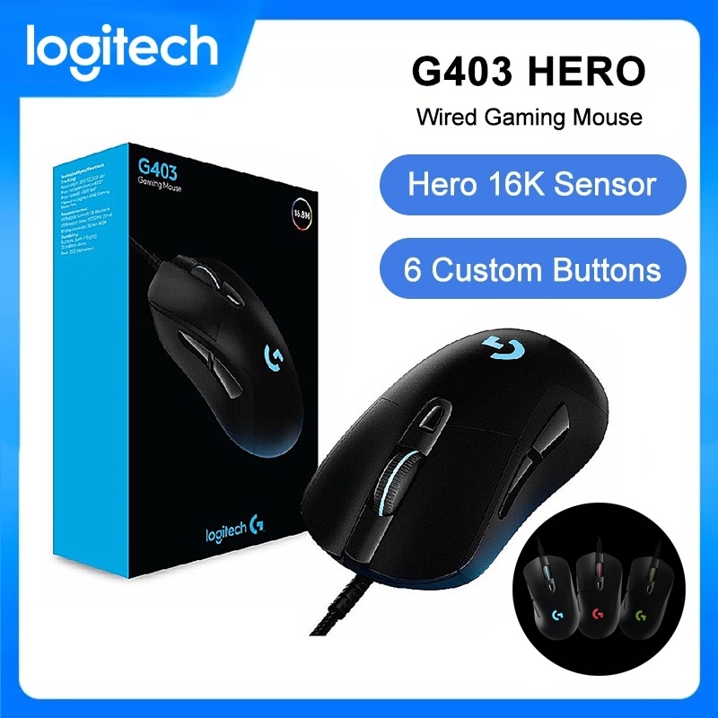 【READY STOCK】G403 Wired Gaming Mouse Hero 12000DPI RGB Game Mouse ...
