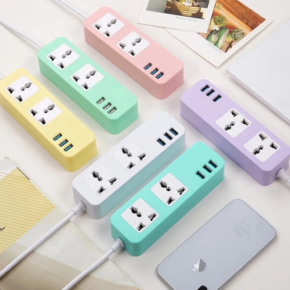 Glance Universal Power Extension Cord Socket 4 USB Ports and 2 Power