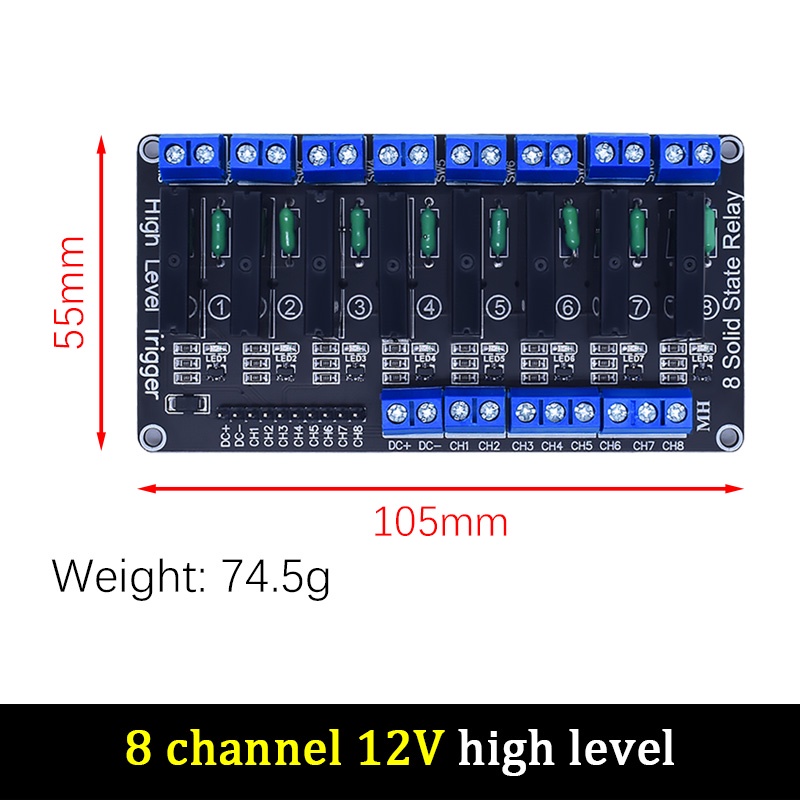 WAVGAT 1 2 4 8 Channel 5V 12V 24V DC Relay Module Solid State High ...