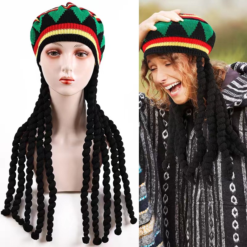 Cos Wig Braids Beret Jamaica Hat Wool Halloween Hat Dirty Braids Reggae