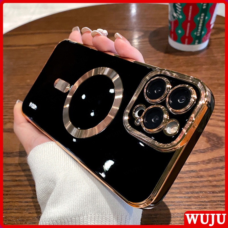 Wuju Luxury Plating Frame Magnetic Wireless Charge Phone Case