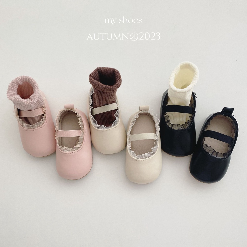 Baby Baby Shoes Autumn Style Baby Girl Lace Soft Sole Anti-slip Front Shoes  Newborn Princess Small Leather Shoes GJOE