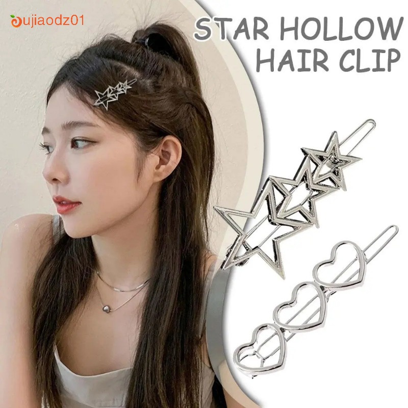 Y2K Sweet Cool Hollow Star Heart Shaped Frog Buckle Hairpins Women ...