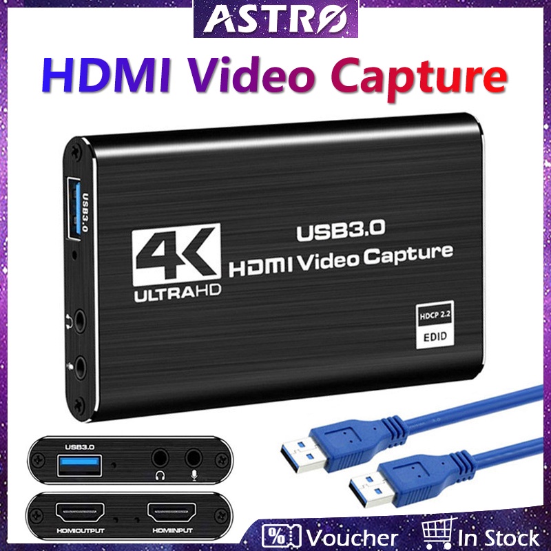 ASTRO 4K 30HZ 60HZ Video Capture Card HDMI compatible to USB 3.0 For PC Game Live Streaming Audio Video Camera Grabber Recorder Shopee Philippines