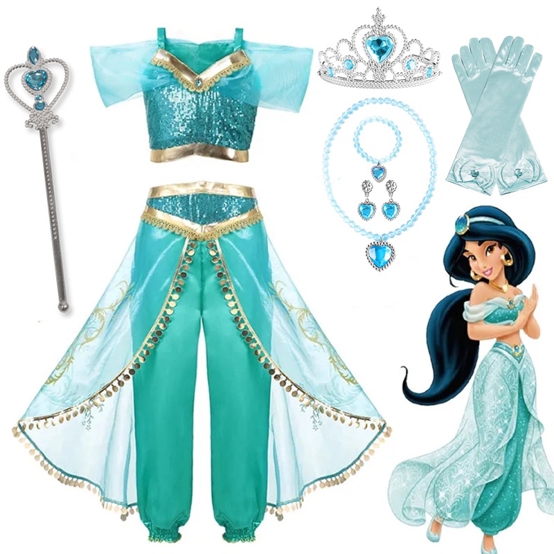 NNJXD Jasmine Princess Dress Princess Dress Up Of Aladdin The Magic ...