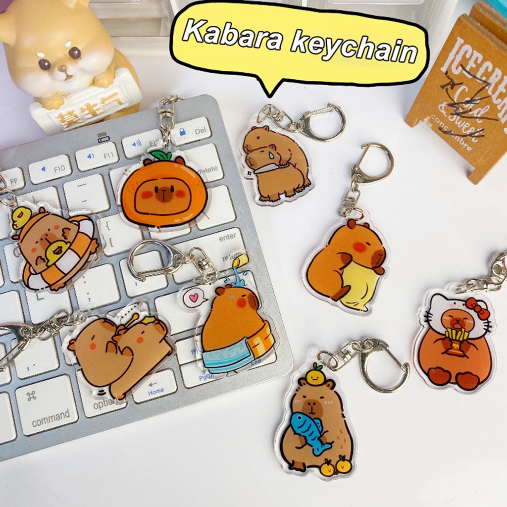 Cartoon Cute Capybara Keychain Pendant Simulation Capibara Anime Toy 