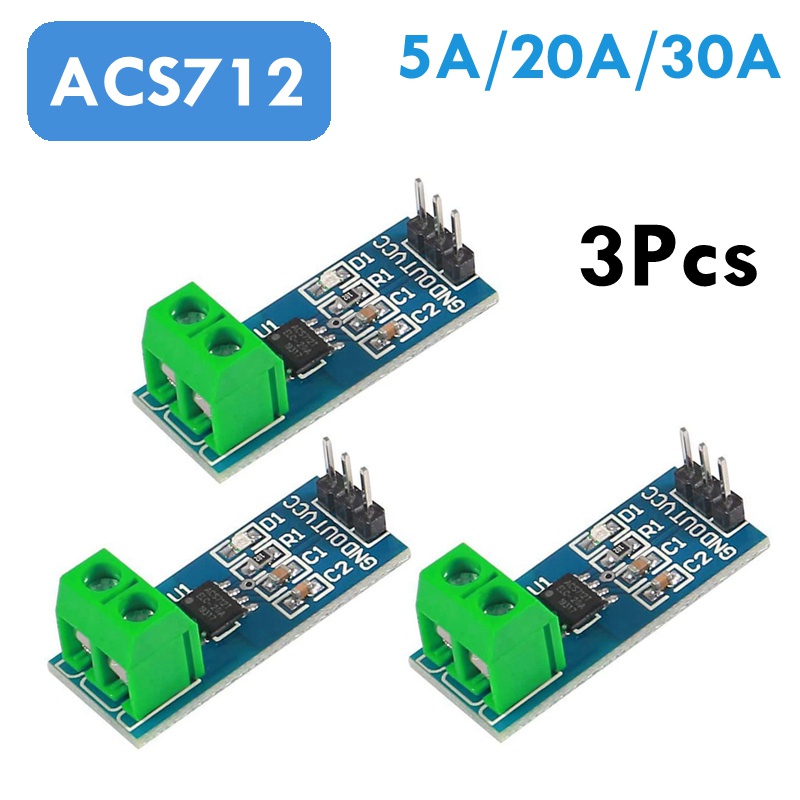 3Pcs Range Current Sensor ACS712 Module AC/DC for Arduino (5A / 20A ...