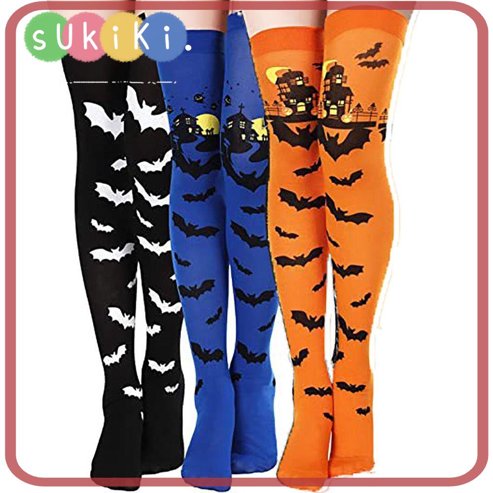 SUKIKI Halloween Socks, Over Knee Lolita Cosplay Bat Stockings, Funky ...