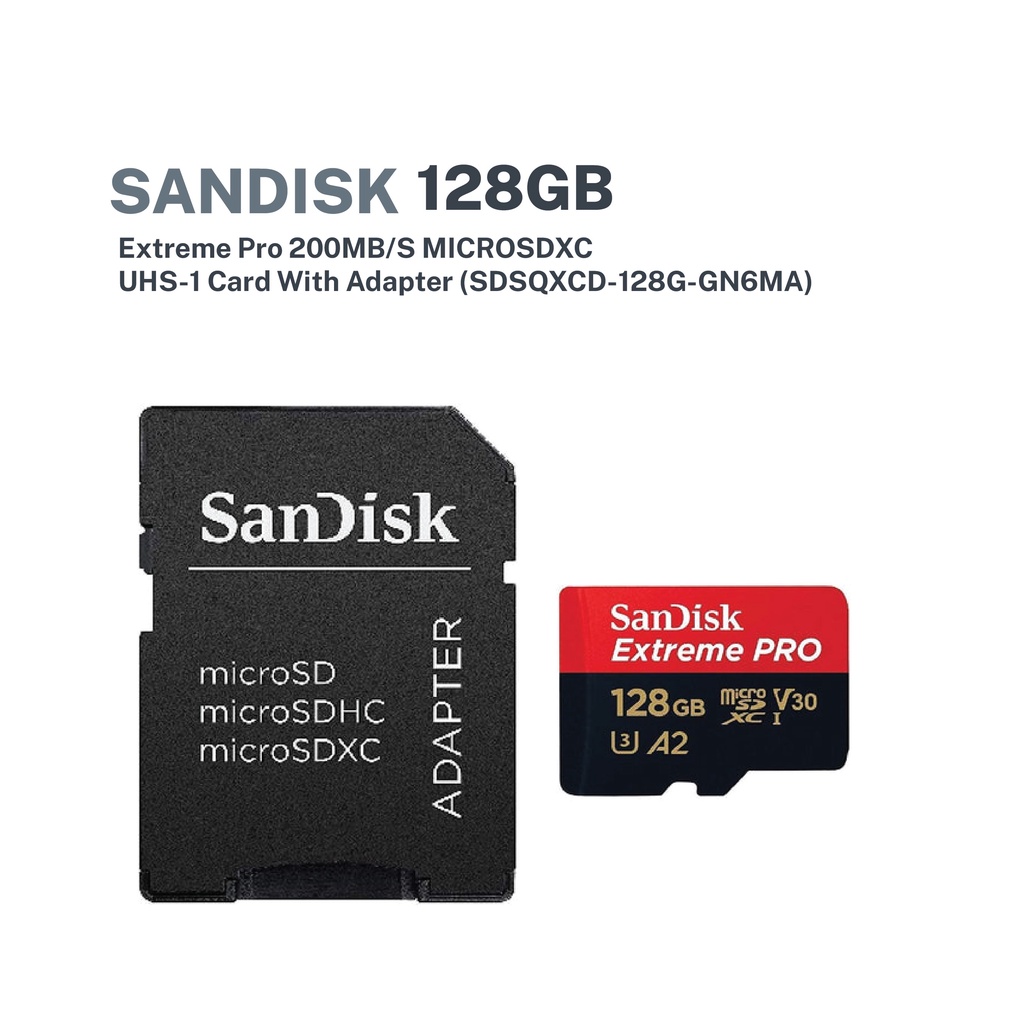 SANDISK Extreme Pro 128GB 200MB/S MICROSDXC UHS1 Card With Adapter