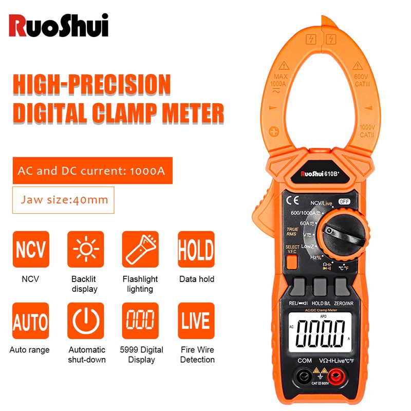 Victor 610B Digital Clamp Multimeter AC DC Current Amperometric Tester ...
