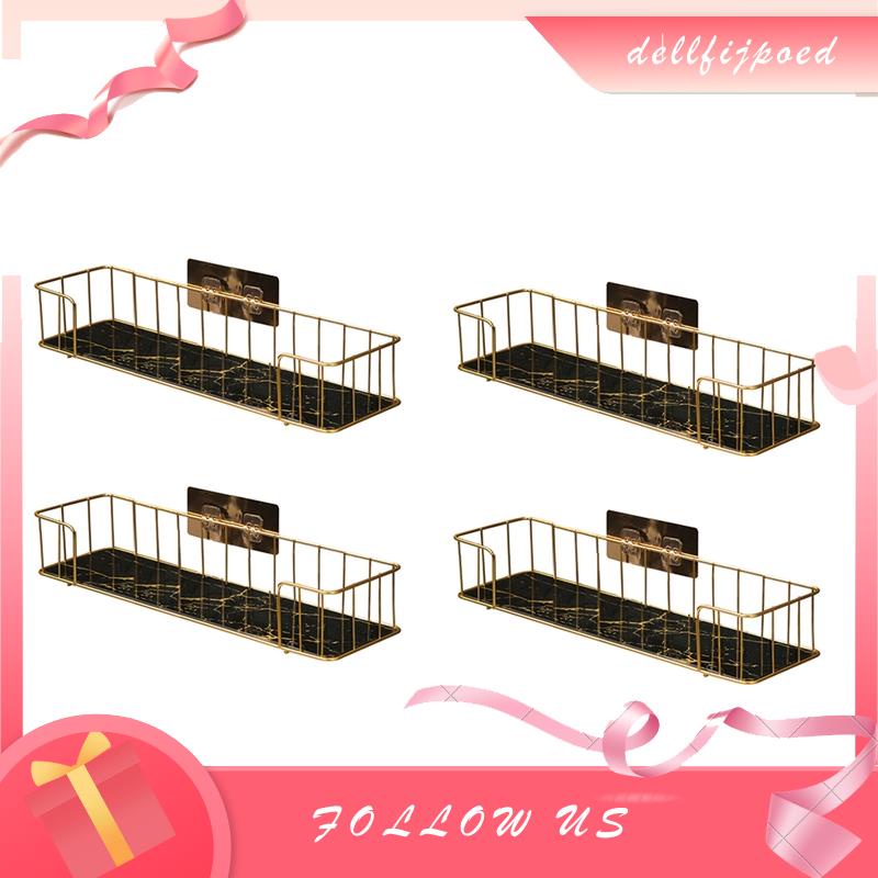 Dellfijpoed 1Set Luxury Bathroom Shelf Without Drilling Iron Wall Shelf