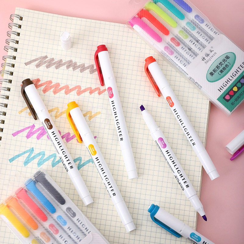 Double-headed Highlighter Marker Key Color Marker Notebook Color Pen ...