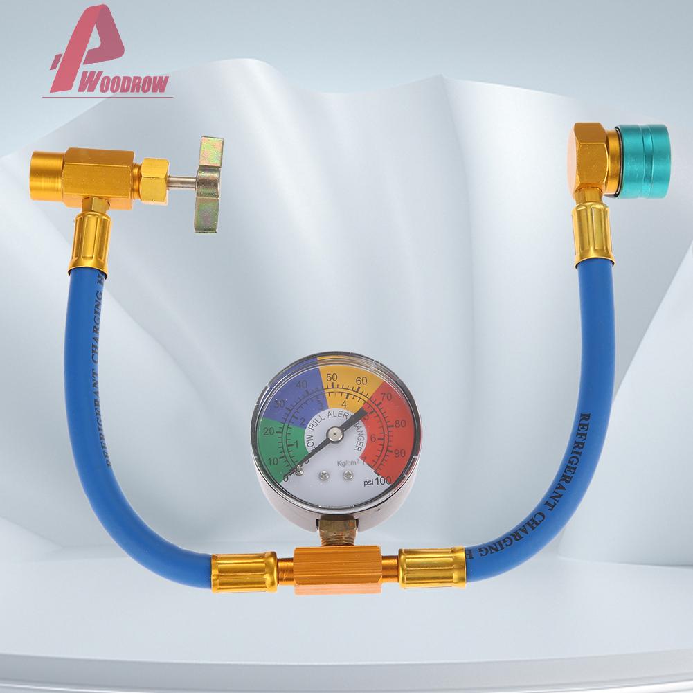 R134A Air Conditioner Gas Cooler with Pressure Gauge Refrigerant 1/2 Inch Recharge Hose