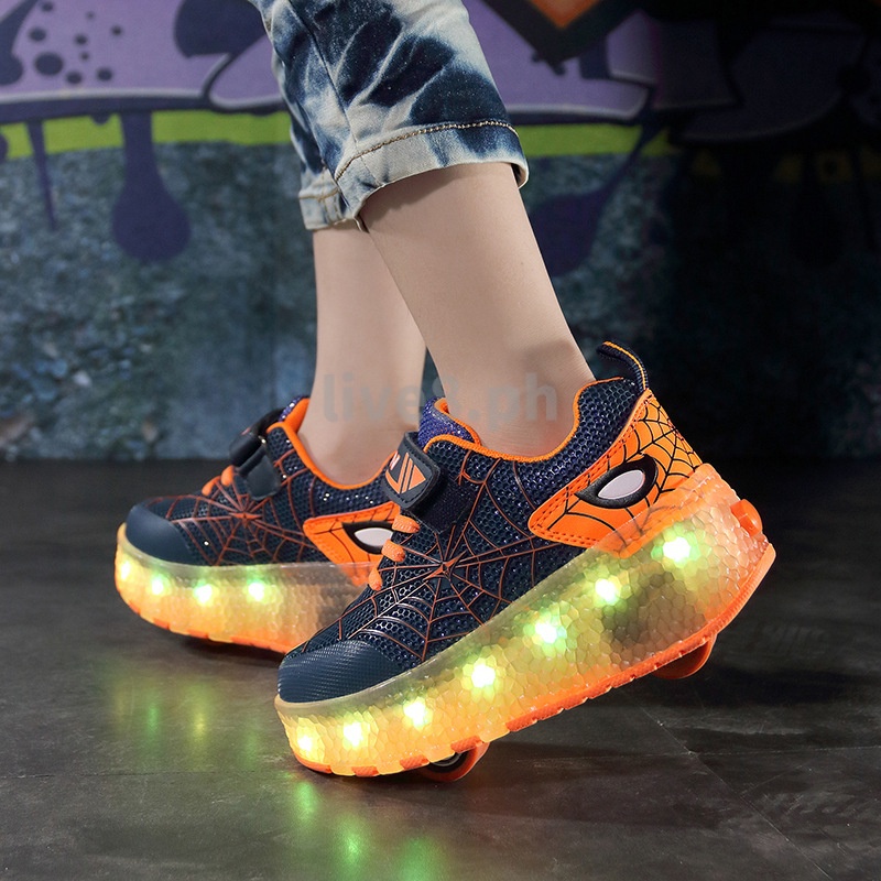 Spiderman children's shoes twowheeled kids size 2839 rechargeable