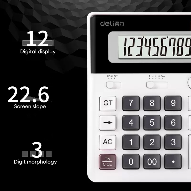Deli Basic Calculator Big Display 12 Digits Desktop Calculator Solar ...