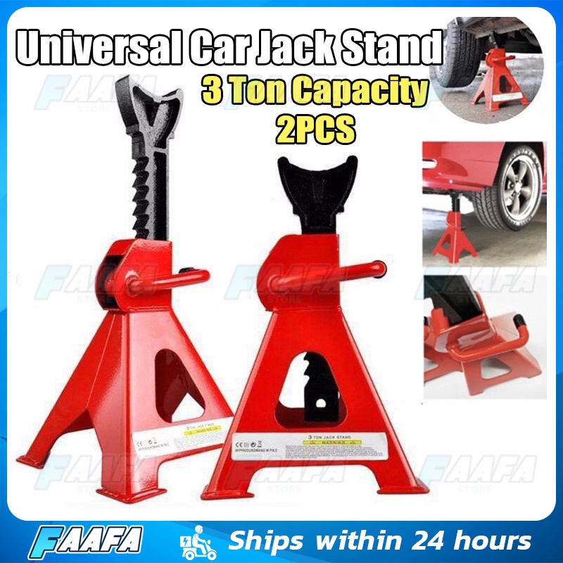 2PCS Universal Car Jack Stand Heavy Duty 3 Ton Capacity，Slotted Pad
