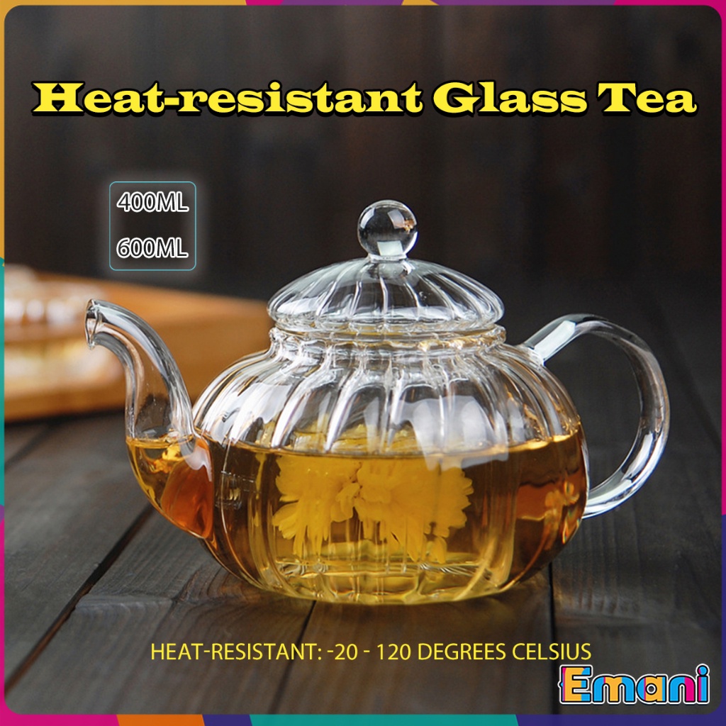 Em 400ml 600ml Heatresistant Glass Tea Set with Filter Tea Pot Transparent Teapot Shopee