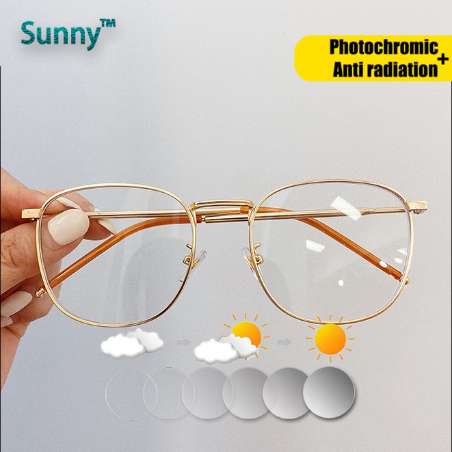 Anti Radiation Photochromic Eye Graded Glasses For Women Men