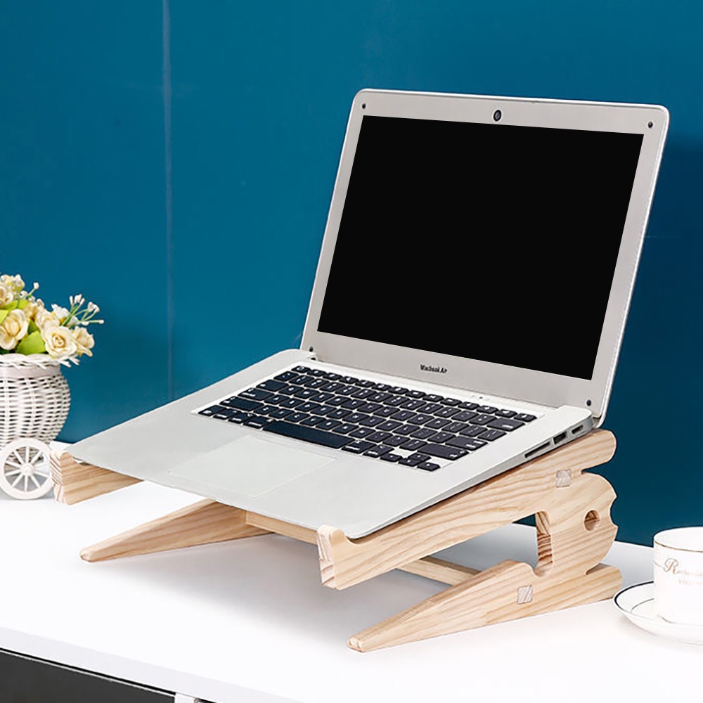 Wood Laptop Stand Assembled Lapdesk Riser For 1015 inch Laptop Wooden
