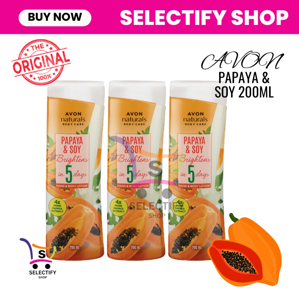 AVON Naturals Papaya & Soy milk Lotion 200ml ( 3 BOTTLES ) Shopee Philippines
