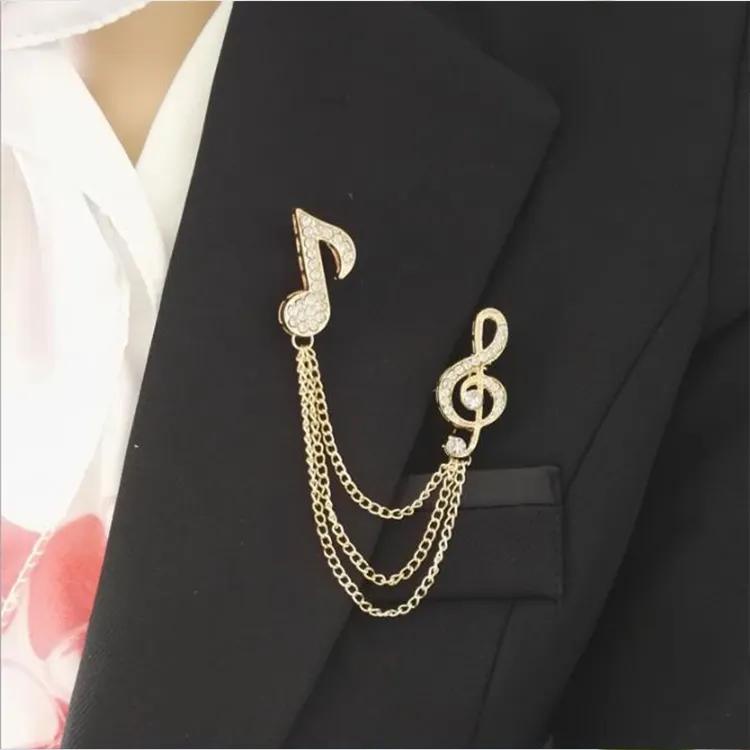Rhinestone & Chain Music Note Decor Brooch Pin | Shopee Philippines
