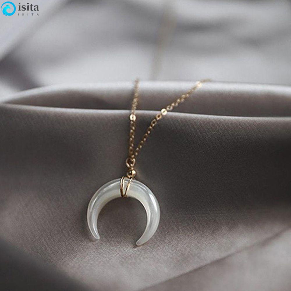 Vintage crescent moon necklace sales