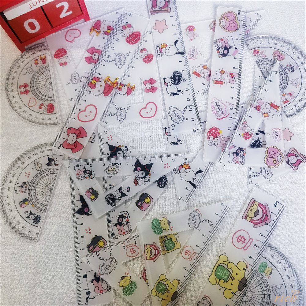 Sanrio Ruler Set Kawaii Melody Kuromi Hello Kitty Ruler Triangular