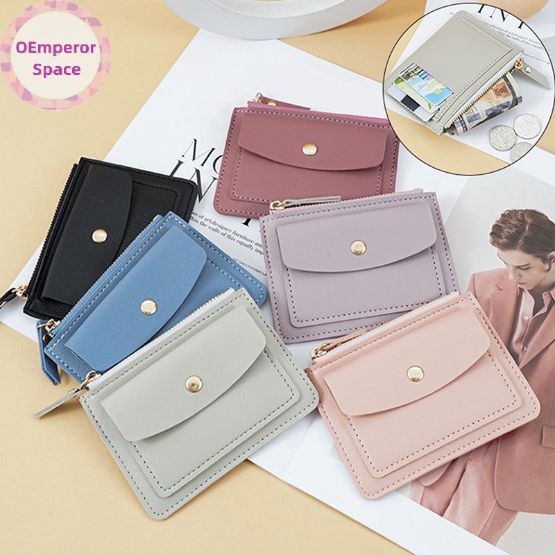 OEmperor Leather Female Purse Women Simple Wallets Mini zipper Solid ...