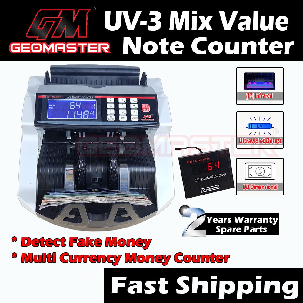 Geomaster Money Counter , Bank Note Counter Mix Value Counter , UV-3 ...