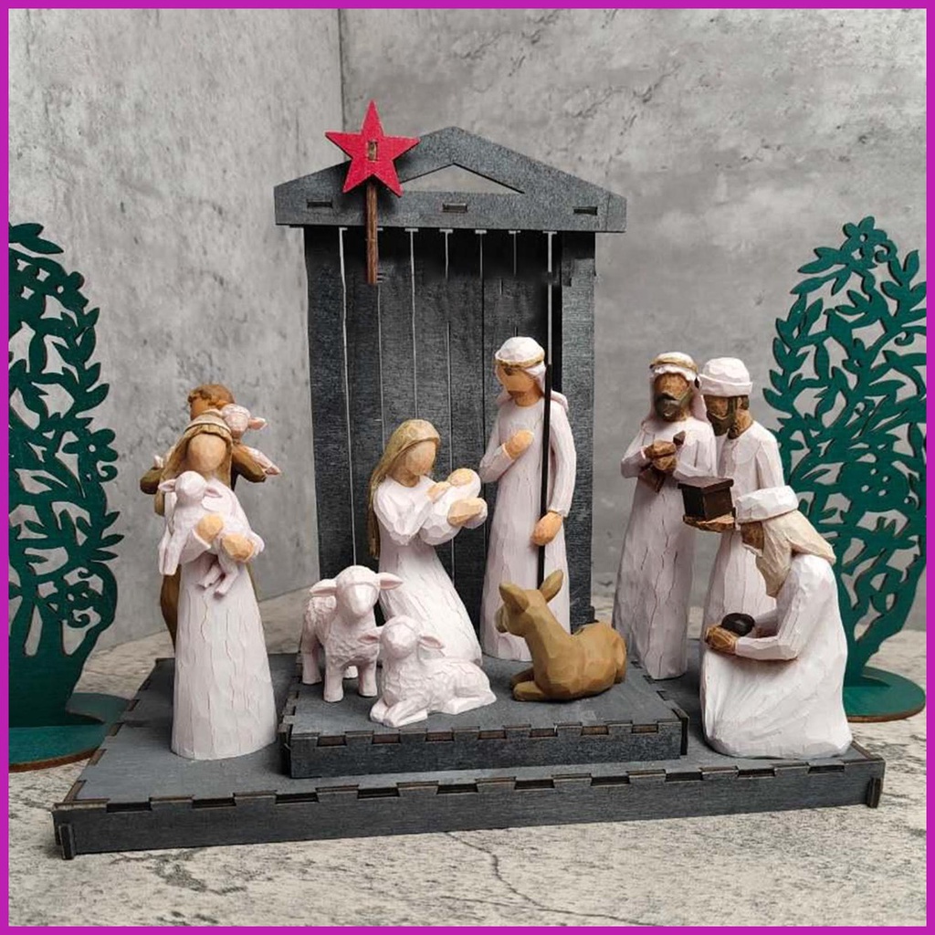Nativity Stable Christmas Decorations for Home Tabletop Scenes Figures