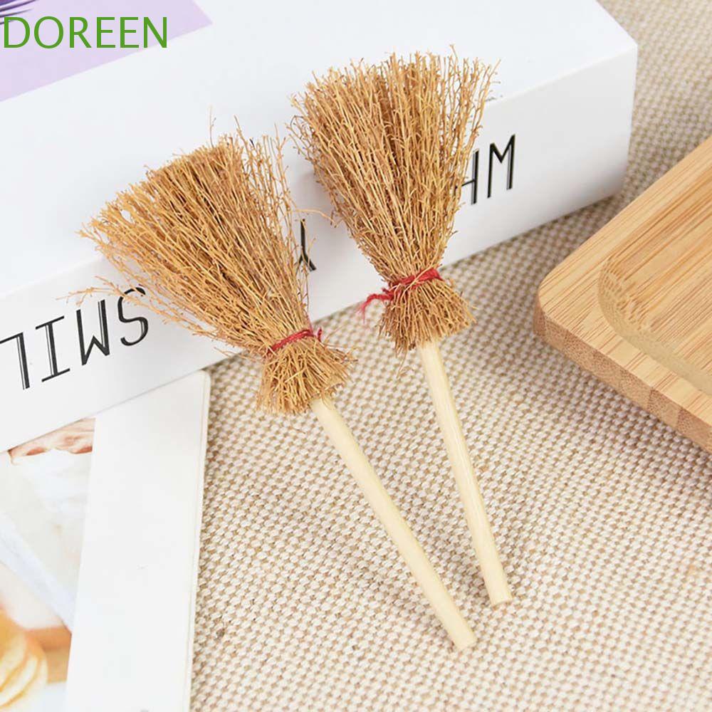 DOREEN Witch Straw Brooms Party Decoration Red Rope Doll House Brooms