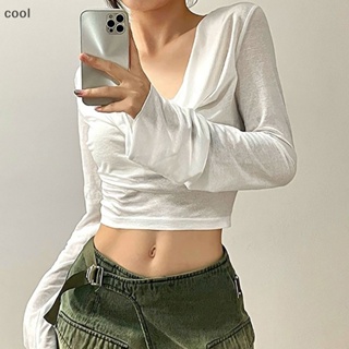 Buy Cropped Navel Tie Long-sleeved T-shirt Sexy Tight Short Crop Top Spring  Summer Autumn Thin Black T-shirt Women Korean Version Girl Niche Sexy Tops  at affordable prices — free shipping, real reviews