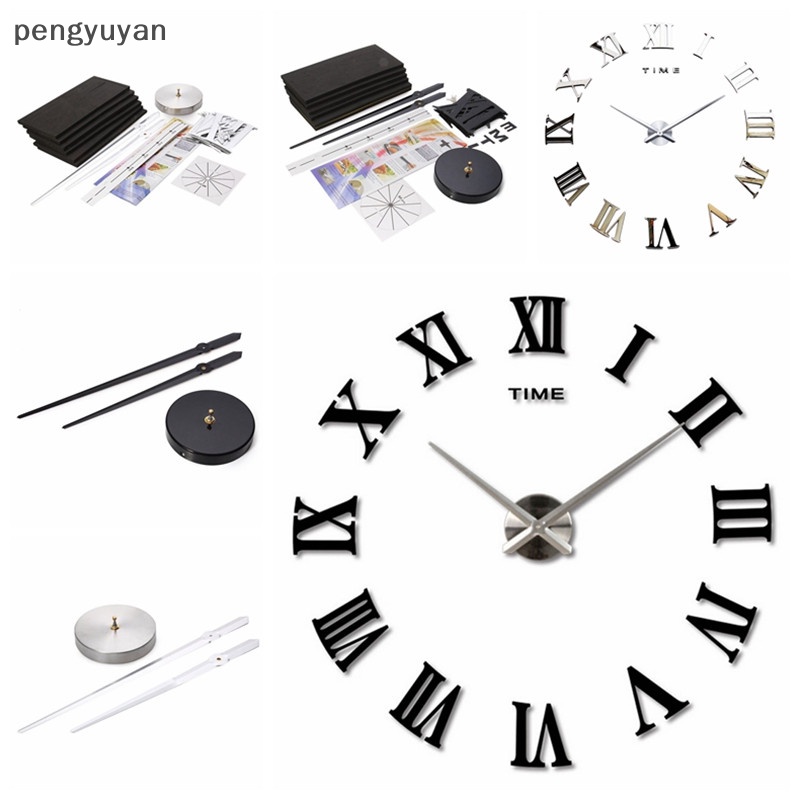 [pengyuyan] DIY 3D Wall Clock Roman Numerals Large Size Mirrors Surface