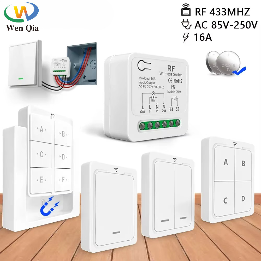 RF 433Mhz Wireless Remote Control Light Switch 220V 110V 16A 2-Way ...