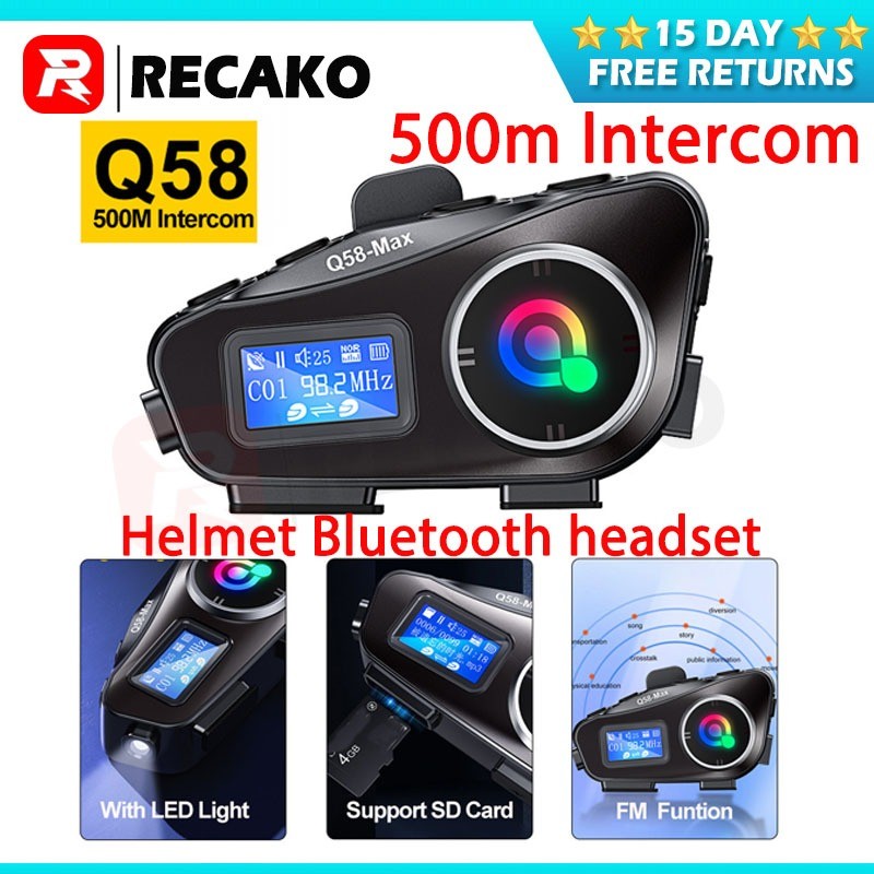 Q58 Large Screen Display Helmet Intercom Motorcycle Bluetooth Helmet ...