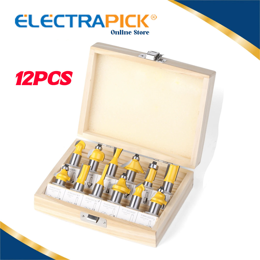 Electrapick 12pcs Router Bits Set 1/4