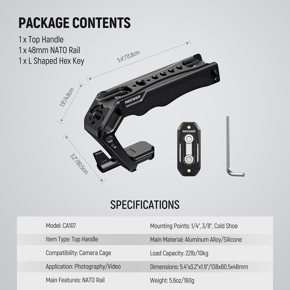 NEEWER CA103 Camera NATO Top Handle Kit with Quick Release NATO Clamp ...