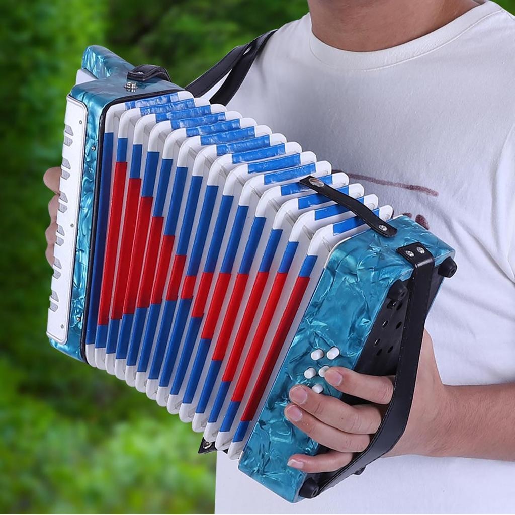 17 Key 8 Bass Piano Accordion For Beginners & Students - Lightweight ABS, Red Color, Includes Strap & Manual