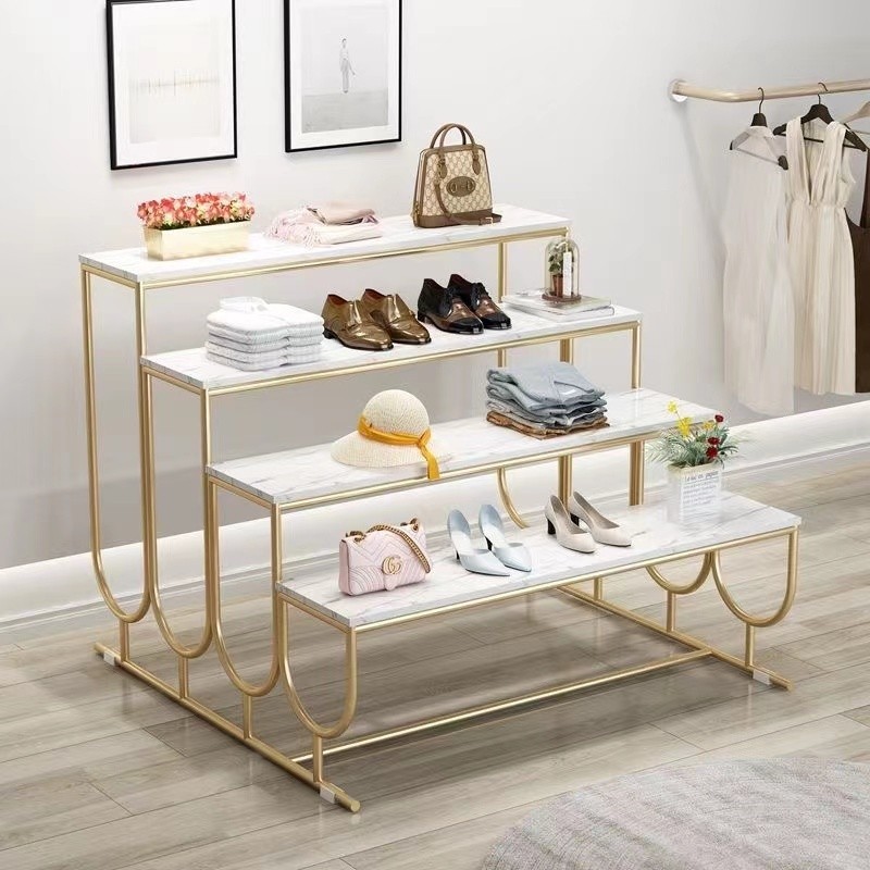 Tiered Multi-layer Display Stand Shoe Bag Rack Clothing Store High and ...