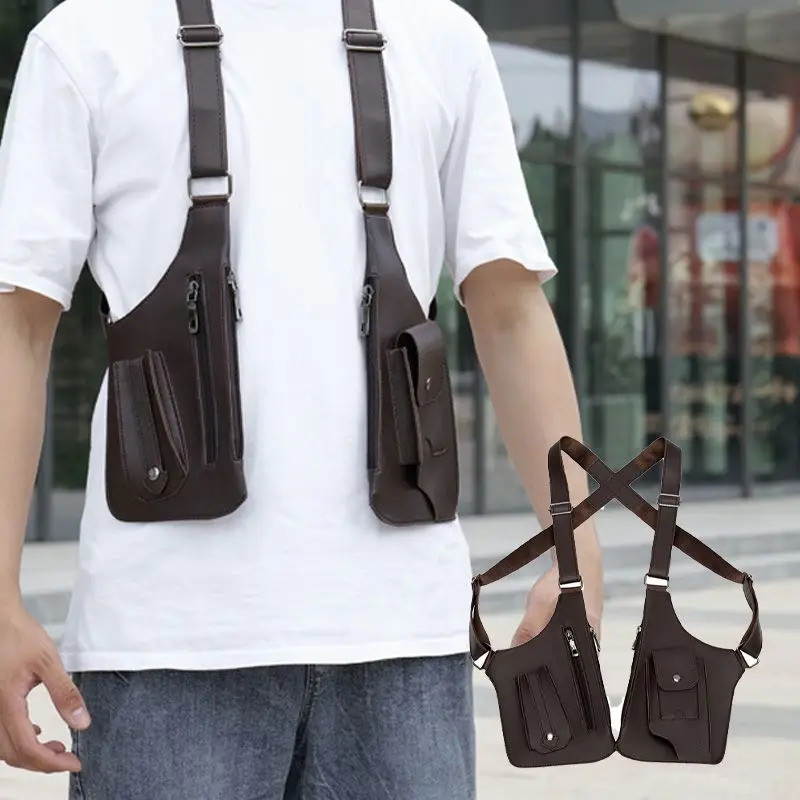 「On Sale」Medieval Retro PU Leather Holster Bag Shoulder Bag Leather  Festival Bag Burning man Holster Leather Mens Harness Bag Hidden Bag