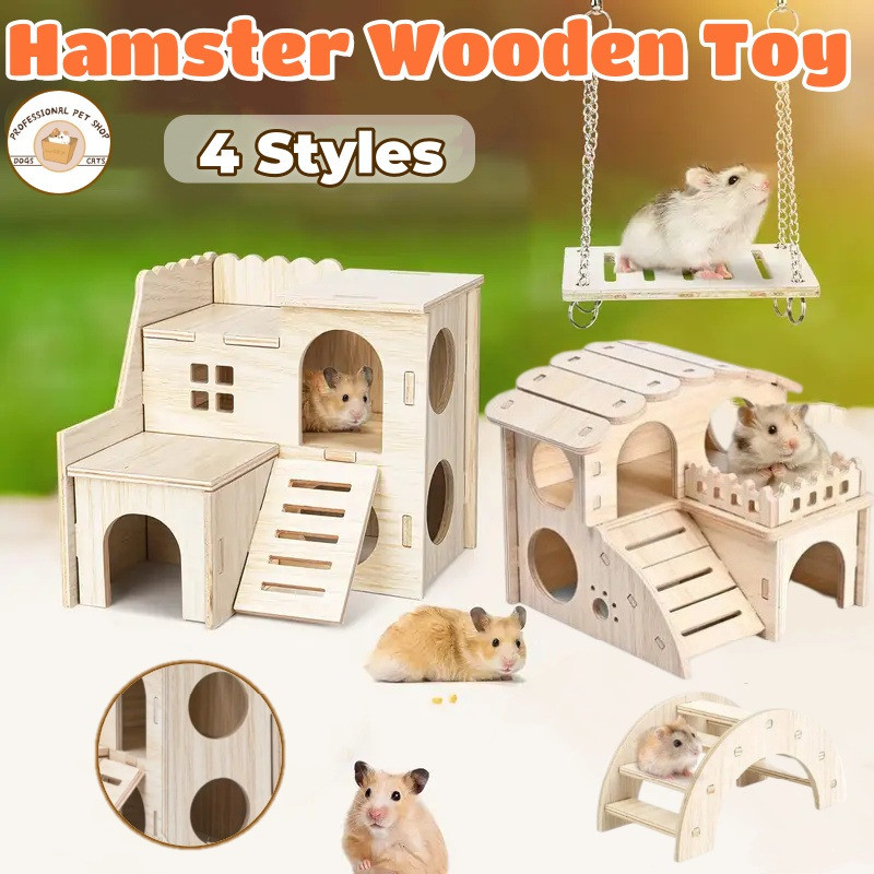 Hamster Wooden Toy Furniture Hamster Cage Multi Floor Natural Wood ...
