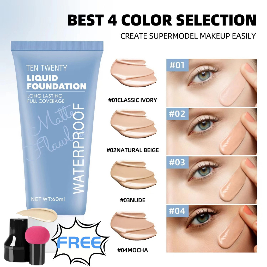 SweetCandi~TEN TWENTY Matte Flawless Liquid Foundation Waterproof Full  Coverage 24H Long-lasting
